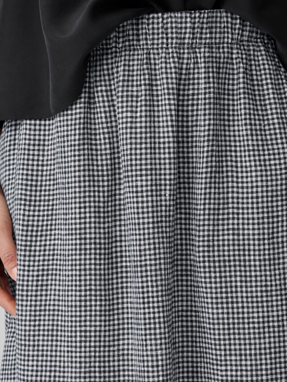 Eileen Fisher Puckered Organic Linen Gingham Skirt Small - Picture 5 of 7